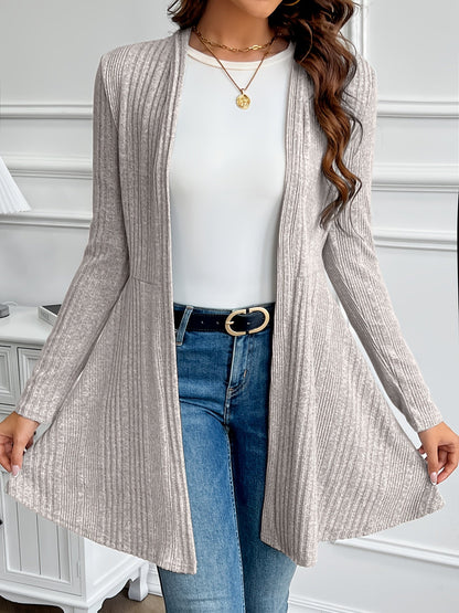 Women's Solid Color Open Front Cardigan