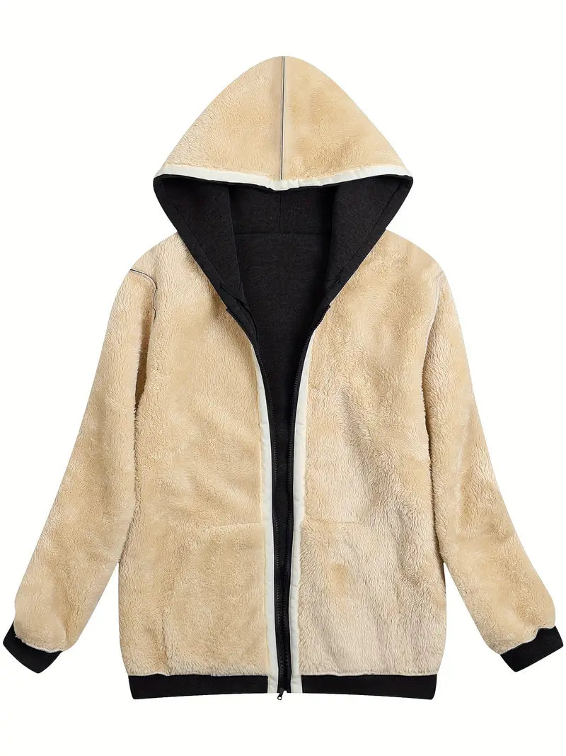 Cozy Fuzzy Hooded Jacket for Women