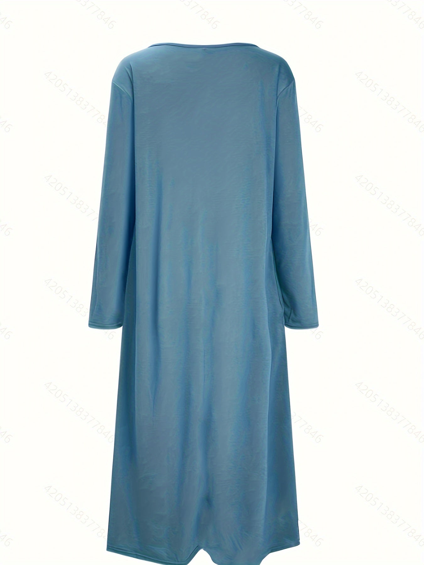 Button Front Midi Dress, Long Sleeve with Pockets & Ruffle Hem.