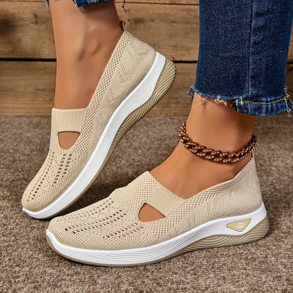 Women's Cut-out Slip-on Sneakers, Breathable Casual Walking Shoes (Plus Size)