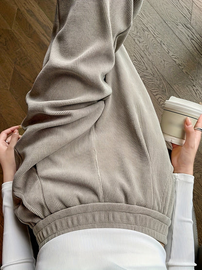 Fleece-Lined Chenille Joggers - Casual White Sweatpants for Fall/Winter