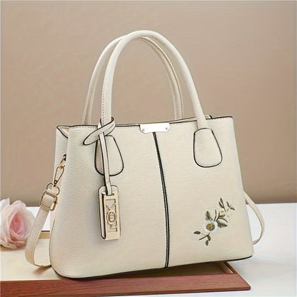 1pc, Fashionable Large Capacity Tote Handbag, Casual Style, PU Leather, Versatile Shoulder & Crossbody Bag