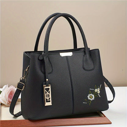 1pc, Fashionable Large Capacity Tote Handbag, Casual Style, PU Leather, Versatile Shoulder & Crossbody Bag