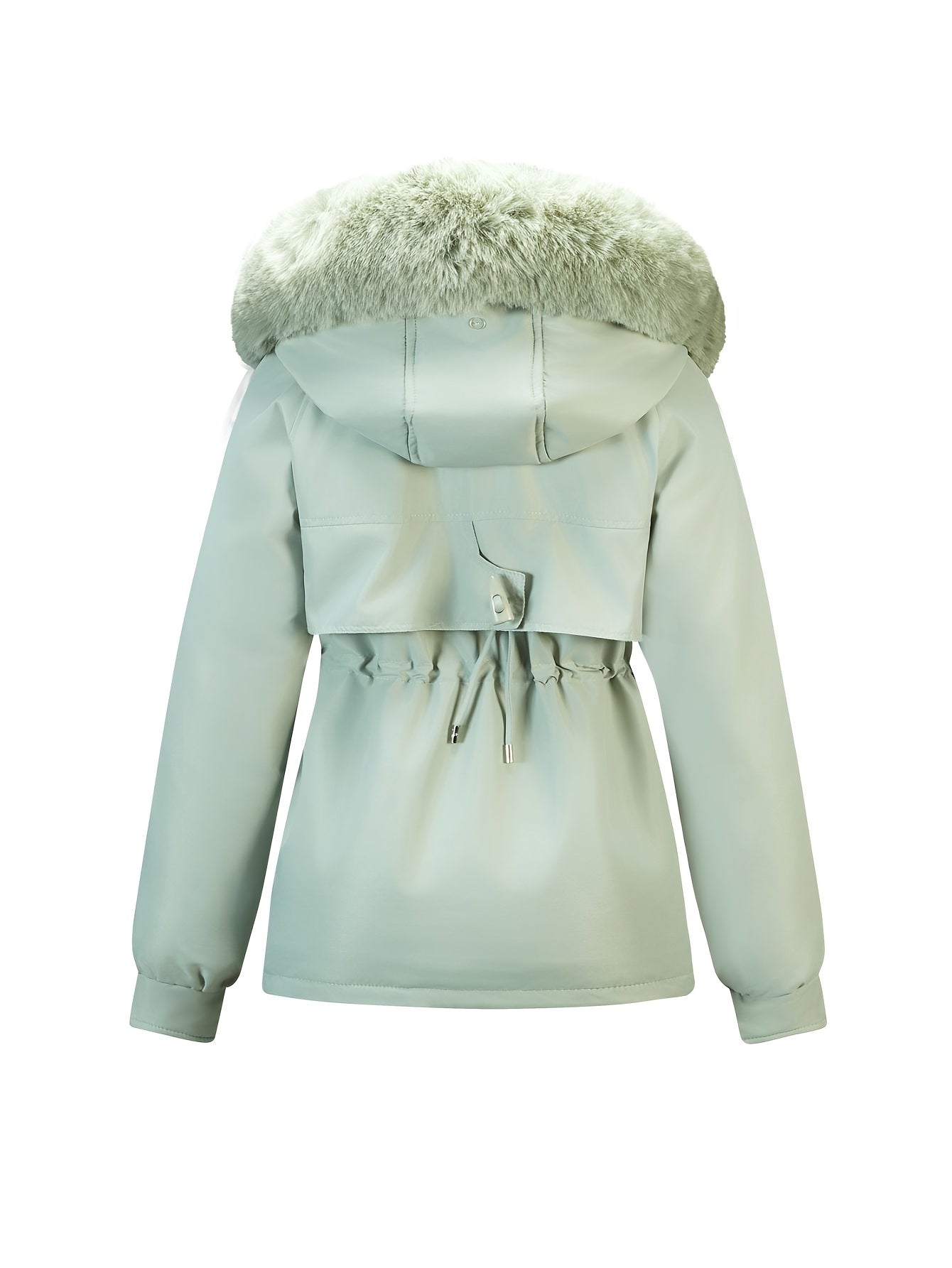 Slim-Fit Winter Jacket, Detachable Faux Fur Hood, Zip Front & Pockets