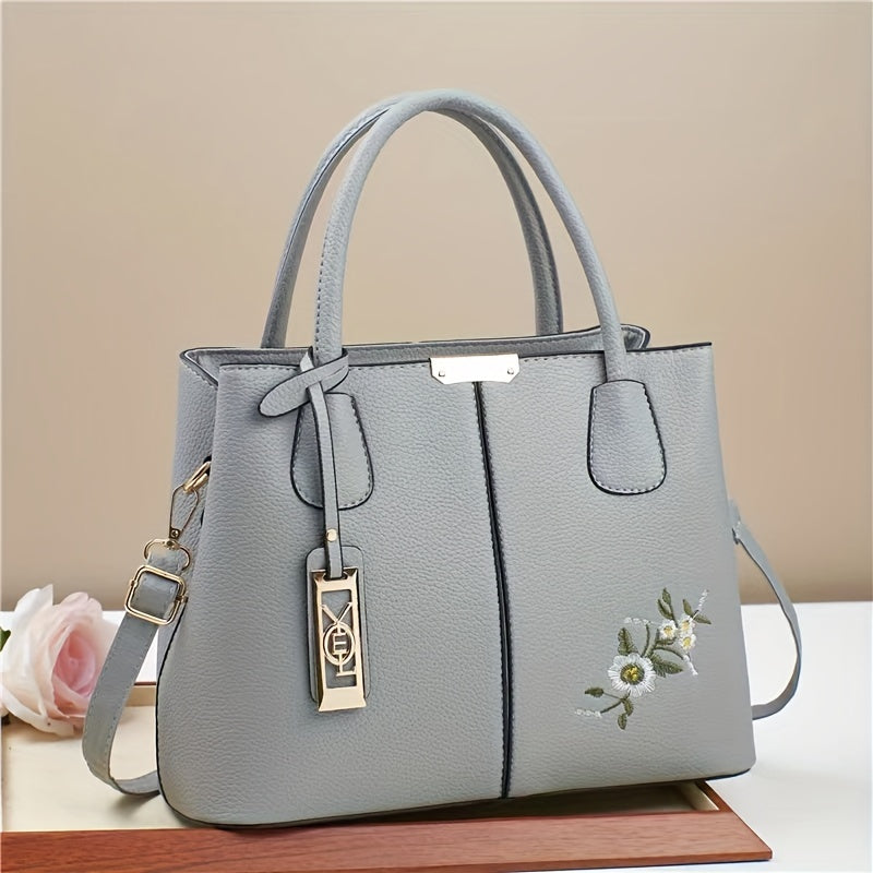 1pc, Fashionable Large Capacity Tote Handbag, Casual Style, PU Leather, Versatile Shoulder & Crossbody Bag