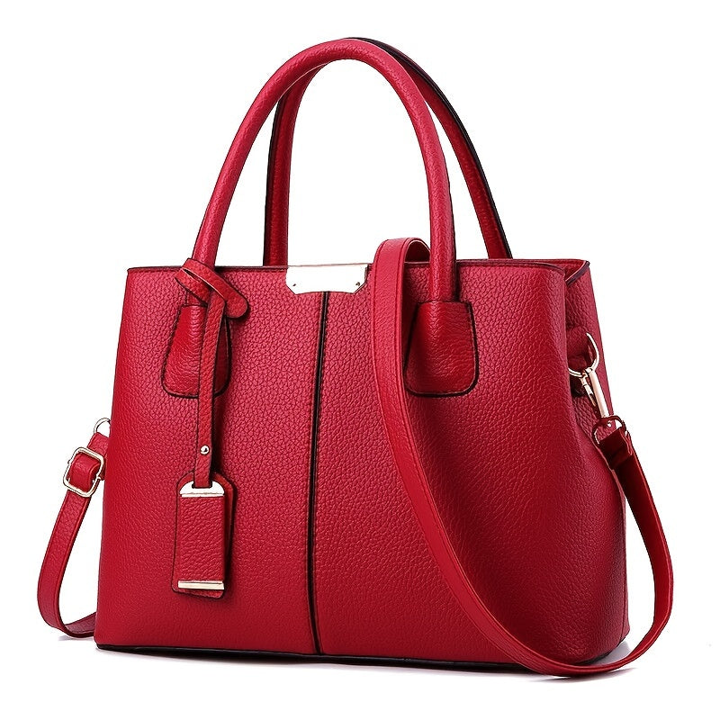 1pc, Fashionable Large Capacity Tote Handbag, Casual Style, PU Leather, Versatile Shoulder & Crossbody Bag