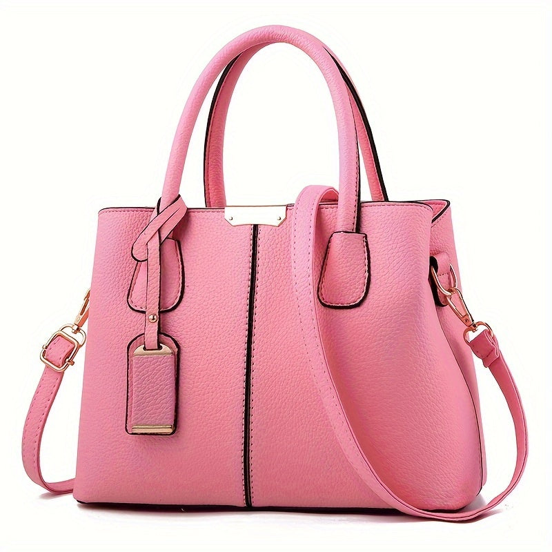 1pc, Fashionable Large Capacity Tote Handbag, Casual Style, PU Leather, Versatile Shoulder & Crossbody Bag