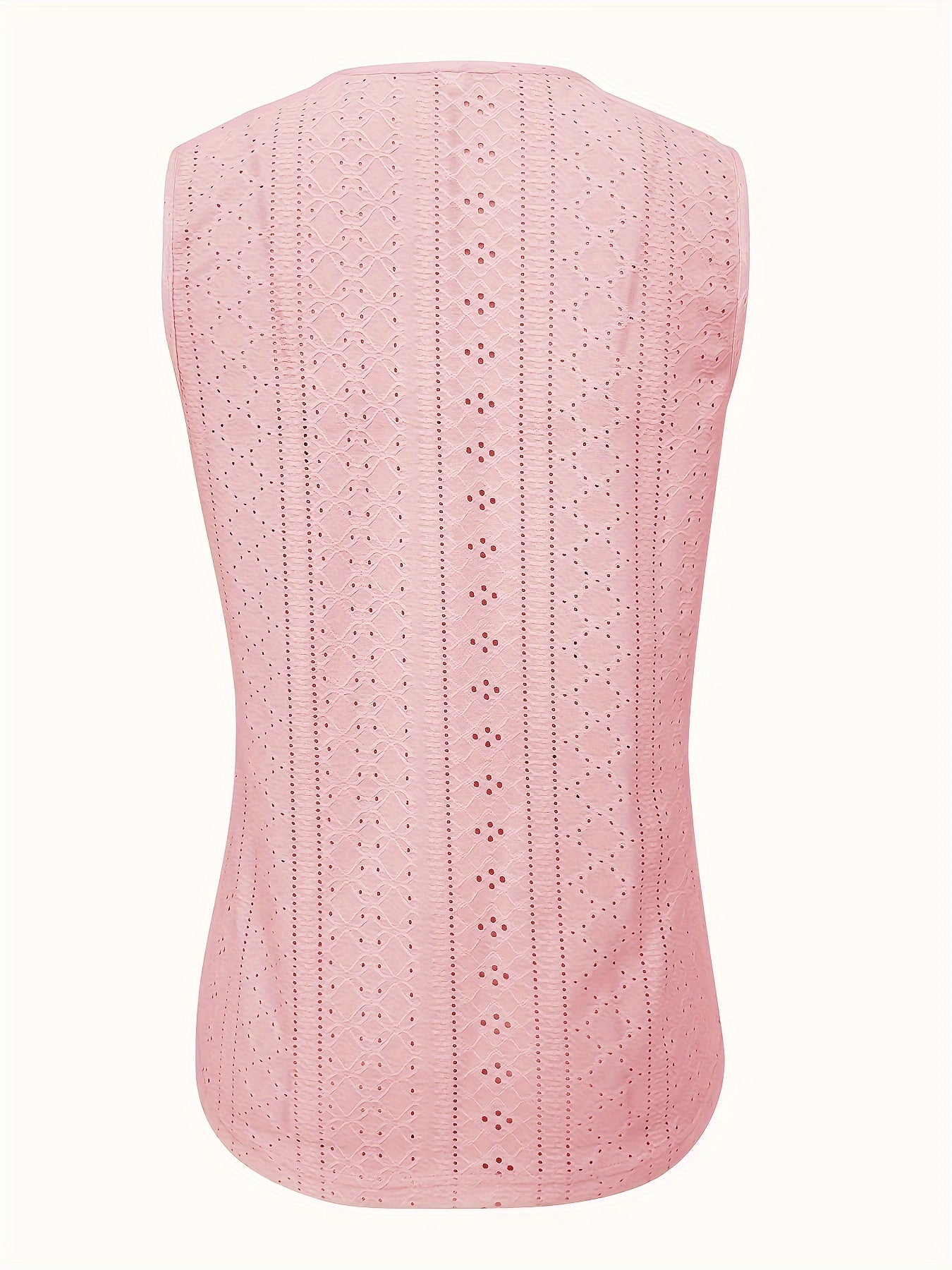 Eyelet Solid Tank Top, Casual Sleeveless for Summer.