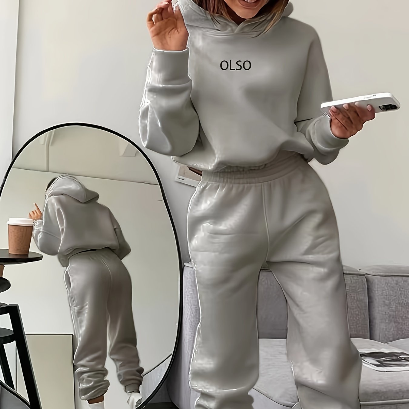 Casual Two-piece Set, Letter Print Long Sleeve Hooded Sweatshirt & Elastic Waist Sweatpants Outfits - Women's Clothing - Soft & Comfortable Fabric - Perfect for Loungewear, Casual Wear & Homewear - Ideal Gift for Women