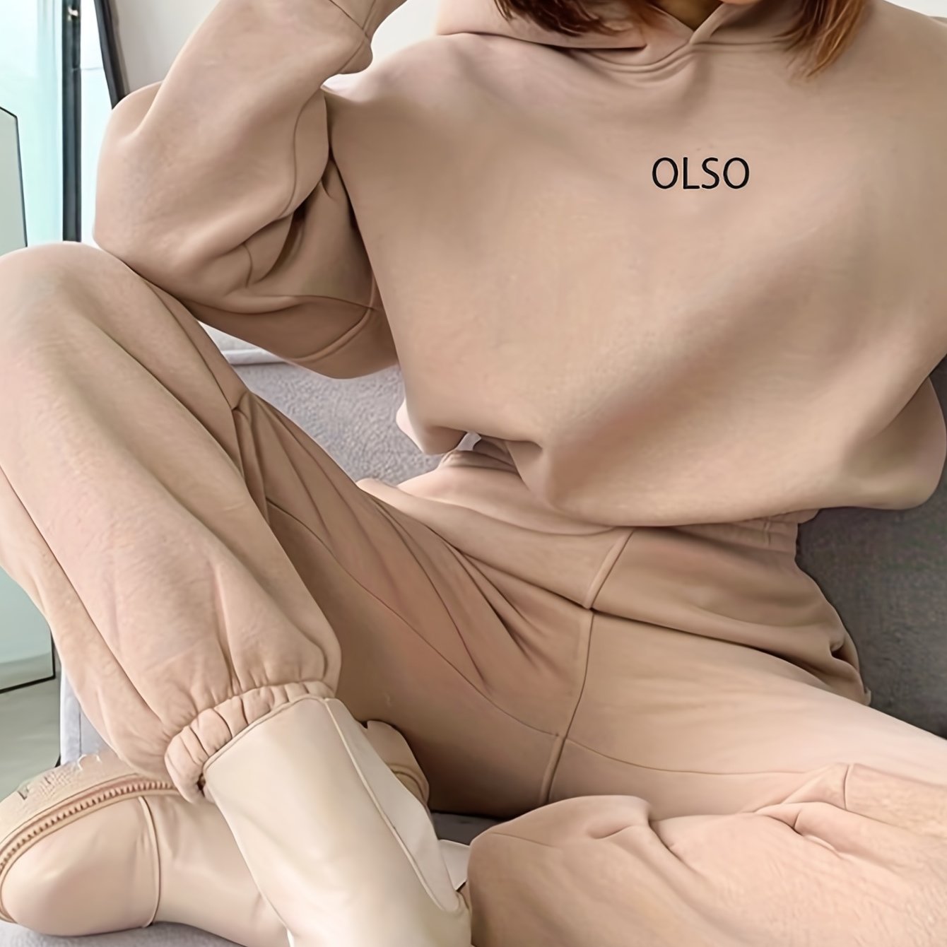 Casual Two-piece Set, Letter Print Long Sleeve Hooded Sweatshirt & Elastic Waist Sweatpants Outfits - Women's Clothing - Soft & Comfortable Fabric - Perfect for Loungewear, Casual Wear & Homewear - Ideal Gift for Women