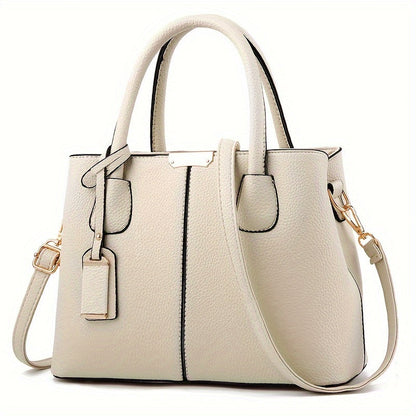 1pc, Fashionable Large Capacity Tote Handbag, Casual Style, PU Leather, Versatile Shoulder & Crossbody Bag