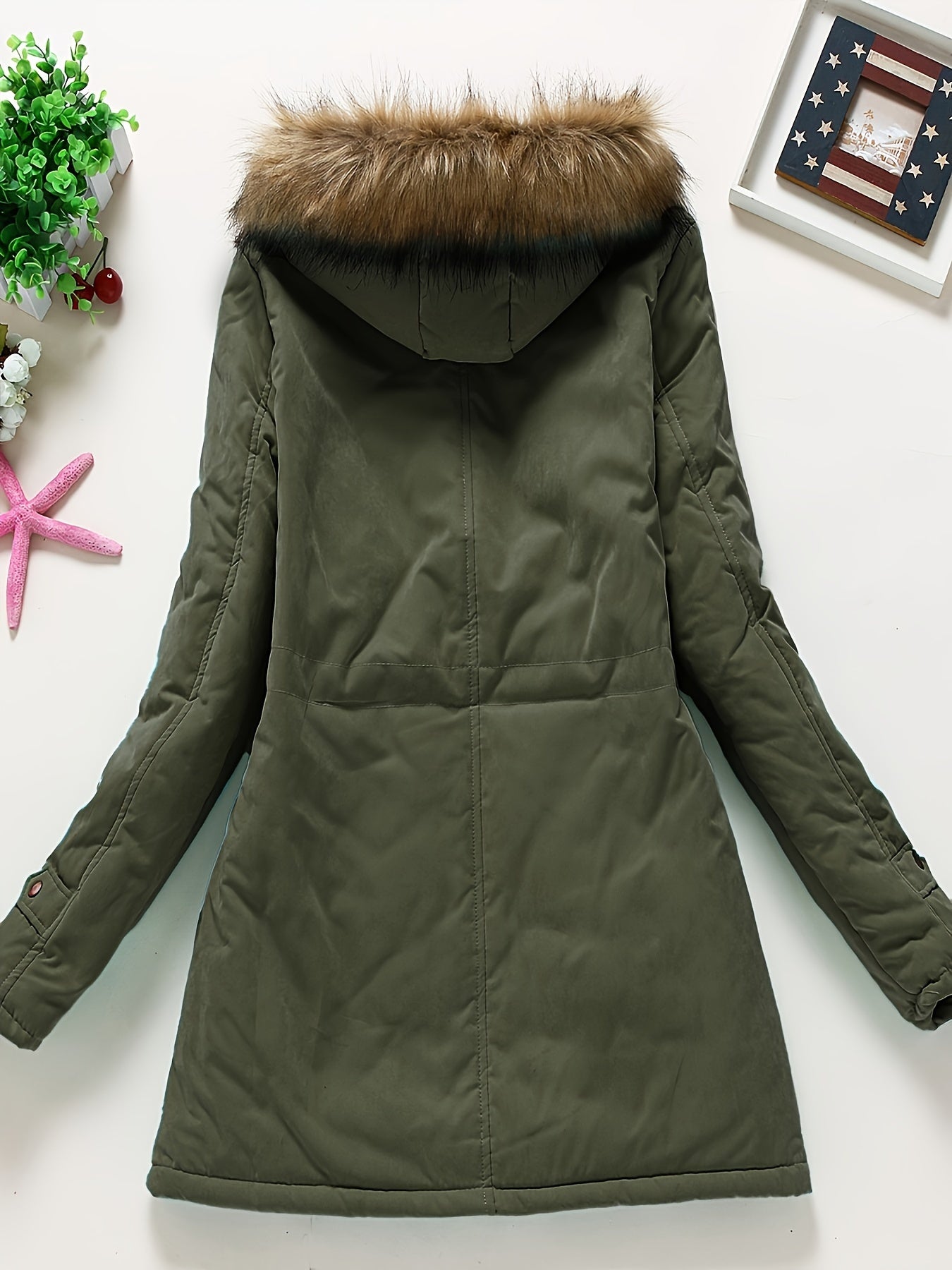 Women's Polyester Long Sleeve Casual Coat With Hood, Thick And Warm, Machine Washable, Elegant Design, Perfect For Home And Daily Wear