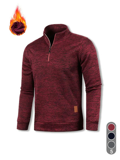 Men's Fleece-Lined Half-Zip Sweatshirt - Warm, Casual Pullover for Fall & Winter