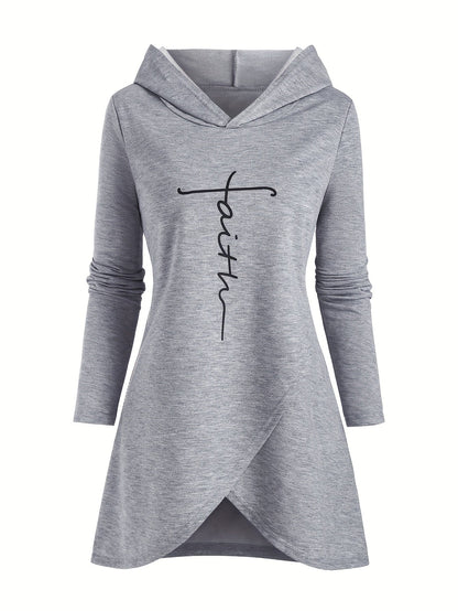 Letter Print Drawstring Hoodie, Casual Long Sleeve Hooded Sweatshirt, Women's Clothing