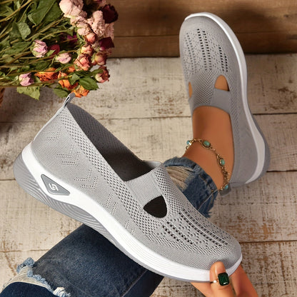 Women's Cut-out Slip-on Sneakers, Breathable Casual Walking Shoes (Plus Size)