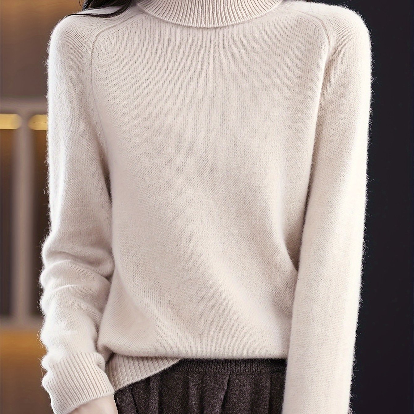 Solid Turtleneck Sweater, Long Sleeves, Fall & Winter Essential