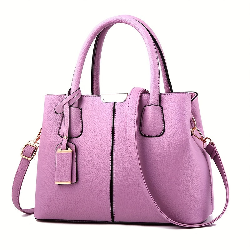 1pc, Fashionable Large Capacity Tote Handbag, Casual Style, PU Leather, Versatile Shoulder & Crossbody Bag