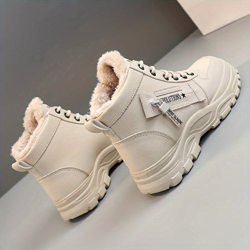 Women's High Top Lace-up Sports Shoes, Plush Lined, Thick Sole (Plus Size)