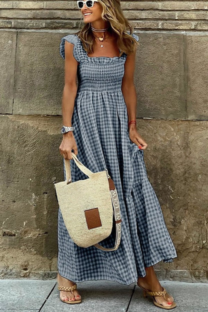 Lily™ - Stylish Checkered Maxi Dress