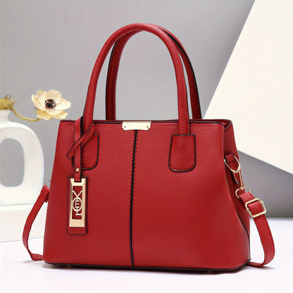 1pc, Fashionable Large Capacity Tote Handbag, Casual Style, PU Leather, Versatile Shoulder & Crossbody Bag