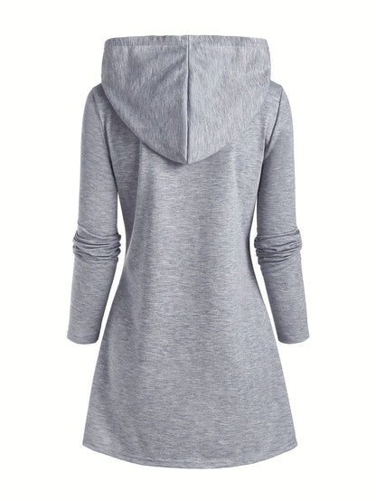 Letter Print Drawstring Hoodie, Casual Long Sleeve Hooded Sweatshirt, Women's Clothing