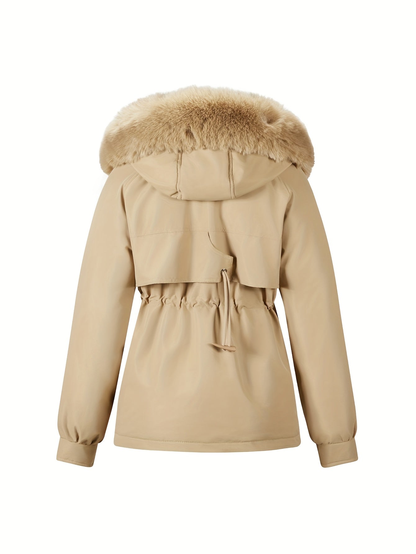 Slim-Fit Winter Jacket, Detachable Faux Fur Hood, Zip Front & Pockets