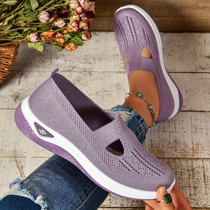 Women's Cut-out Slip-on Sneakers, Breathable Casual Walking Shoes (Plus Size)