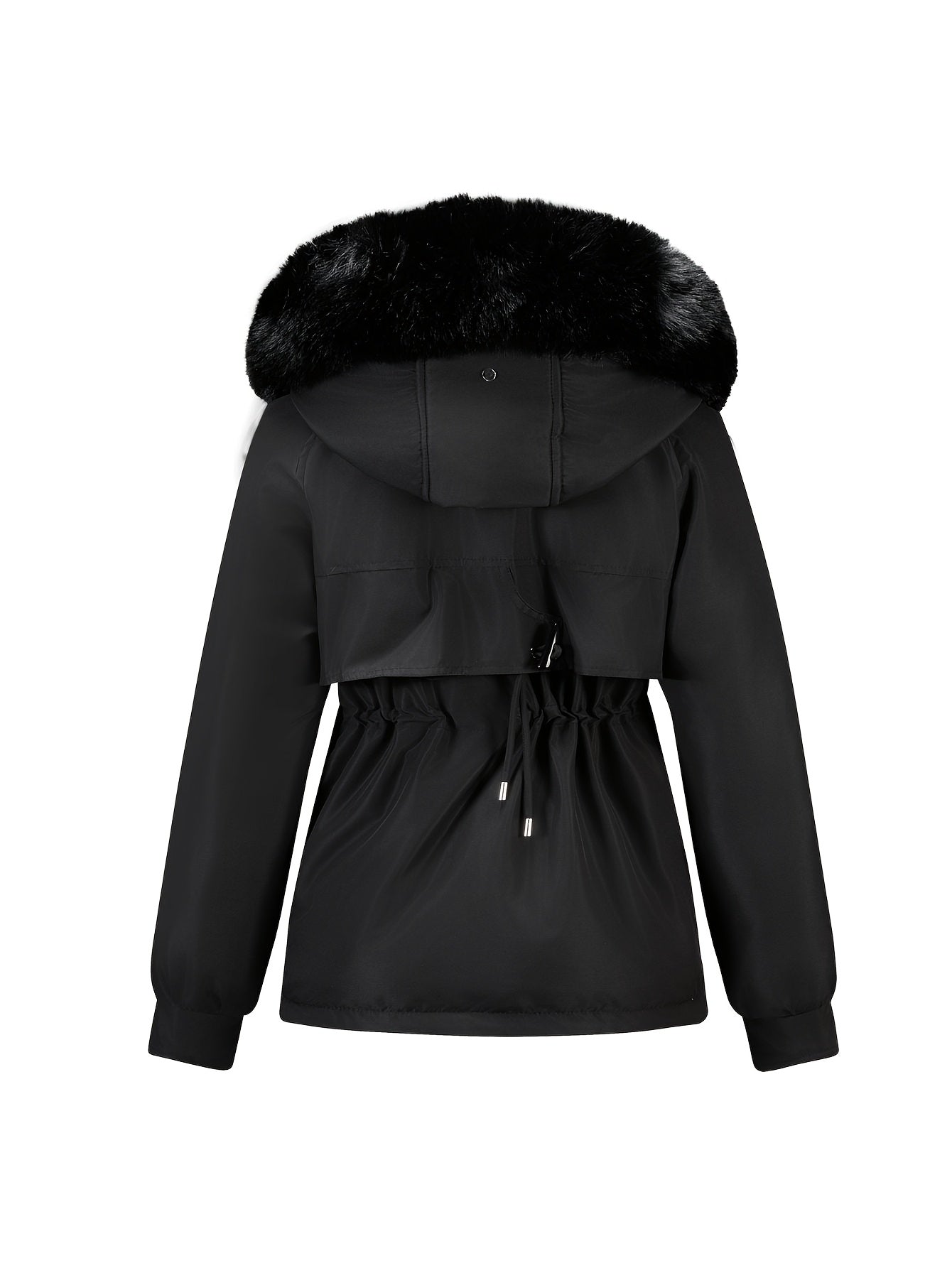 Slim-Fit Winter Jacket, Detachable Faux Fur Hood, Zip Front & Pockets