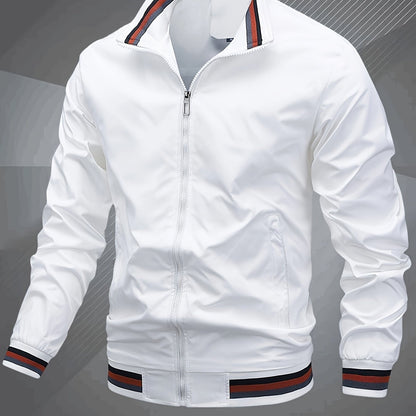 Men's Classic Baseball Collar Bomber Jacket, Spring/Fall Windbreaker