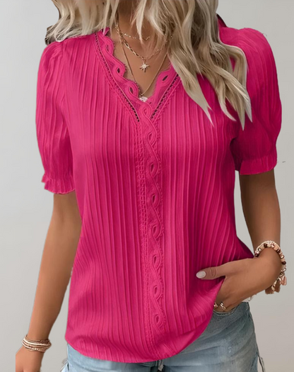 Zoe™ - Stylish Loose V-neck Patchwork Top