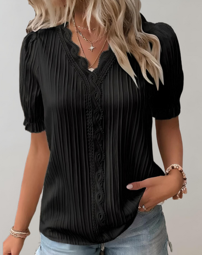 Zoe™ - Stylish Loose V-neck Patchwork Top