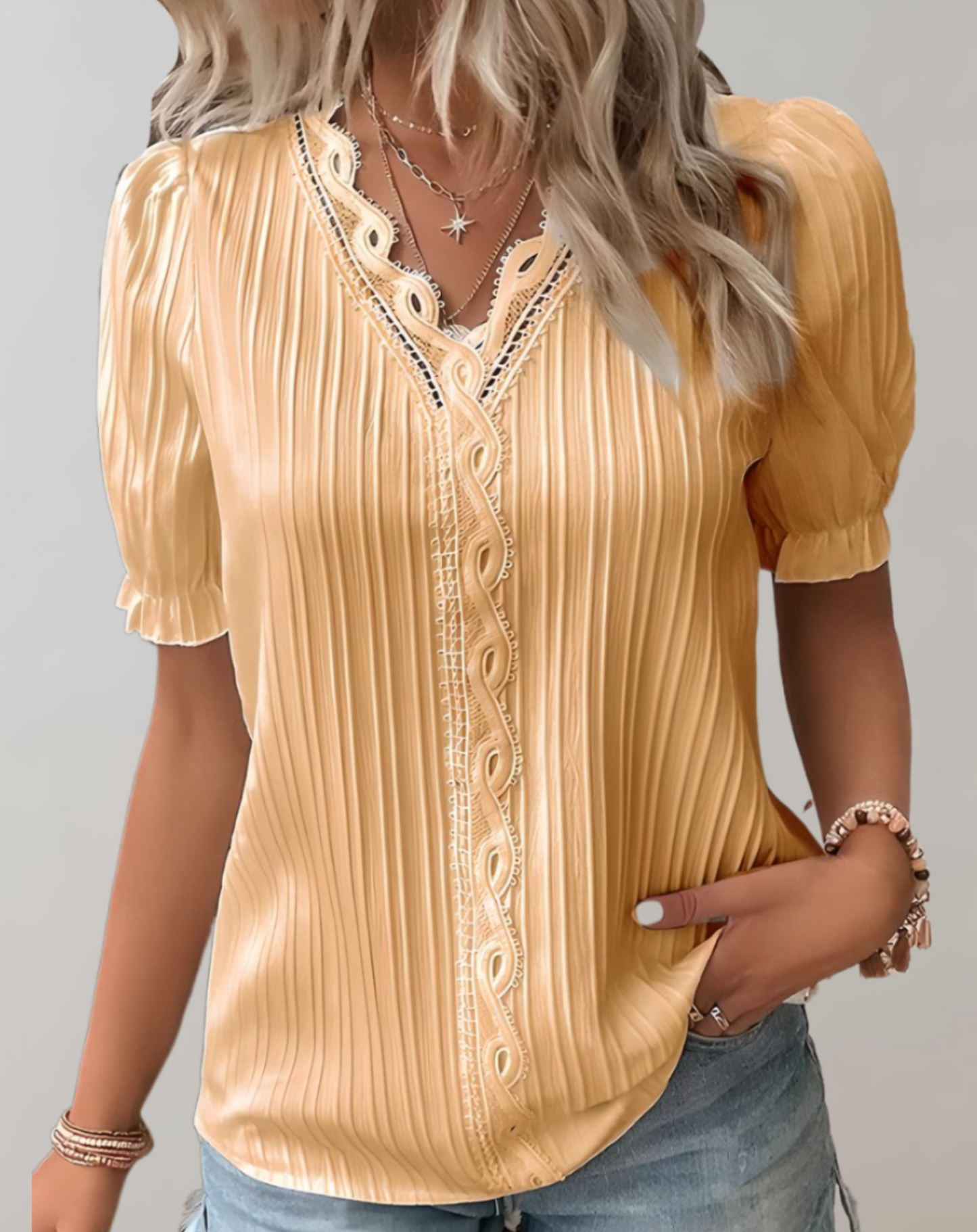 Zoe™ - Stylish Loose V-neck Patchwork Top