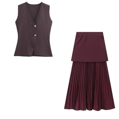 Peyton™ - Elegant Knitted 2-Piece Vest and Skirt Set