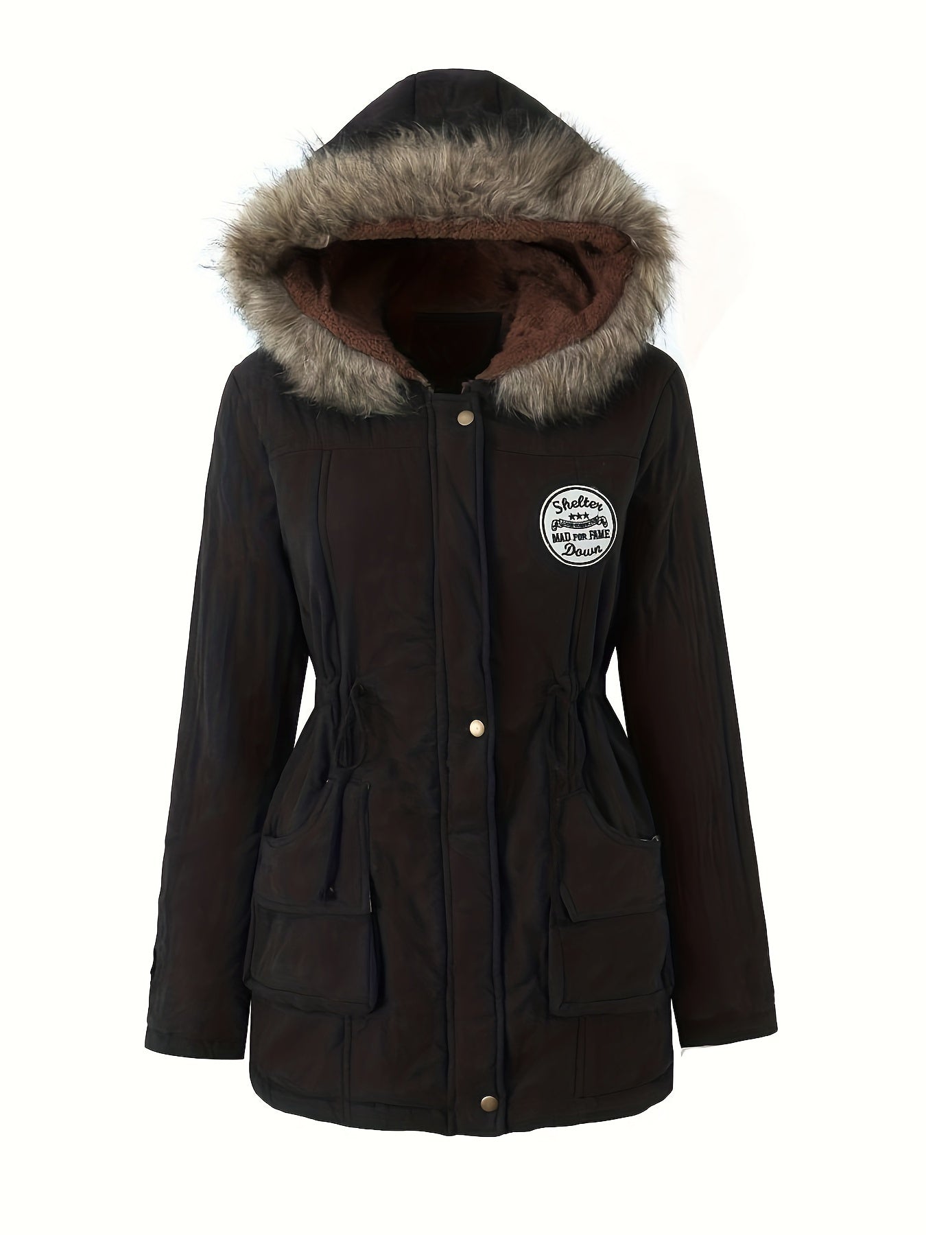 Women's Casual Long Parka Jacket - Warm, Mid-Length with Pockets, Polyester, Machine Washable