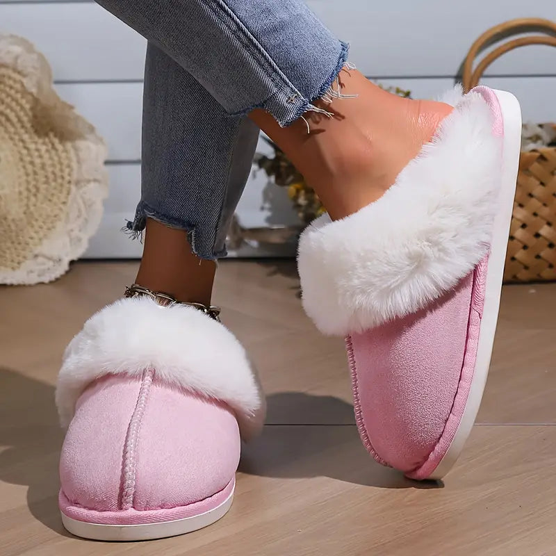 2024Faux Suede Slippers for Home. Couples' Thick Warm Fleece Slippers. Plush Men's And Women's Slippers. Indoor Closed-Toe Slipper Shoes for Autumn And Winter