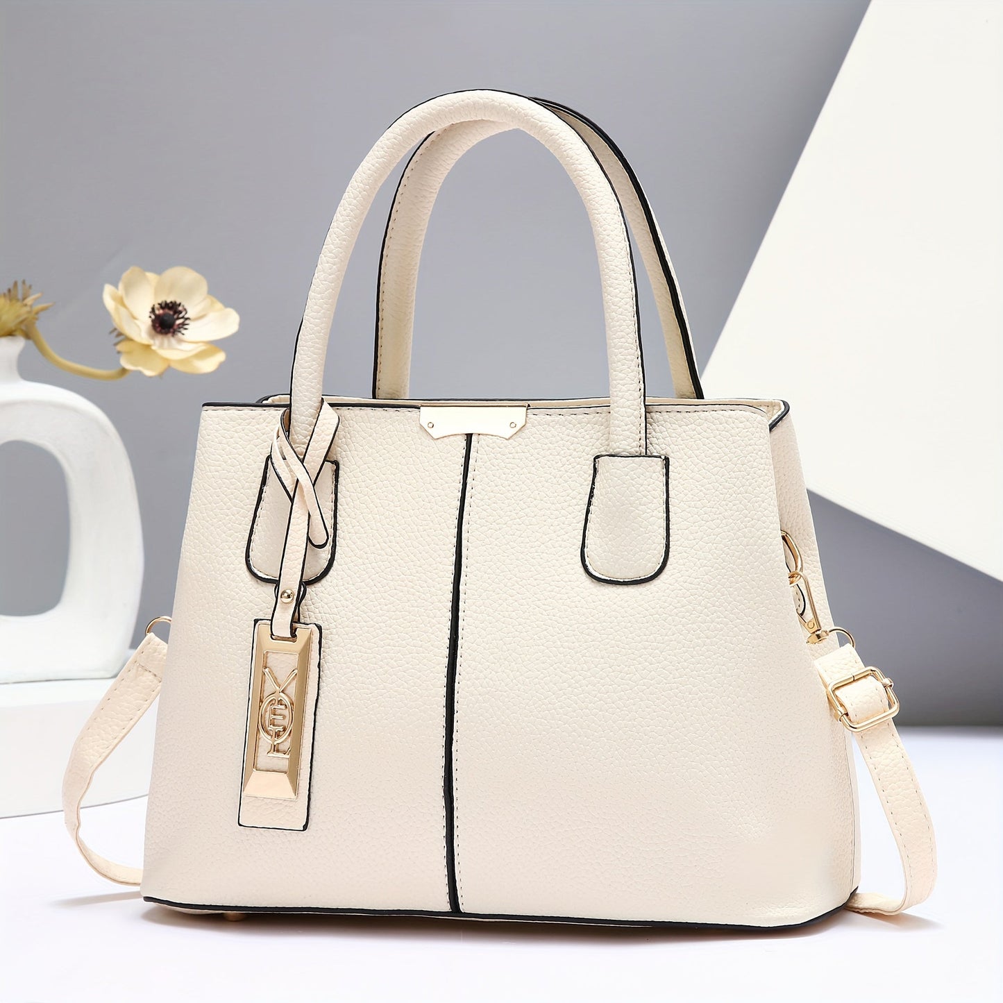 1pc, Fashionable Large Capacity Tote Handbag, Casual Style, PU Leather, Versatile Shoulder & Crossbody Bag