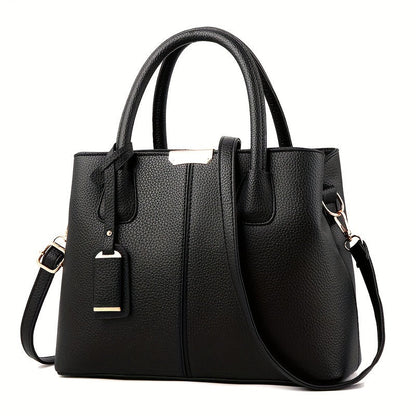 1pc, Fashionable Large Capacity Tote Handbag, Casual Style, PU Leather, Versatile Shoulder & Crossbody Bag