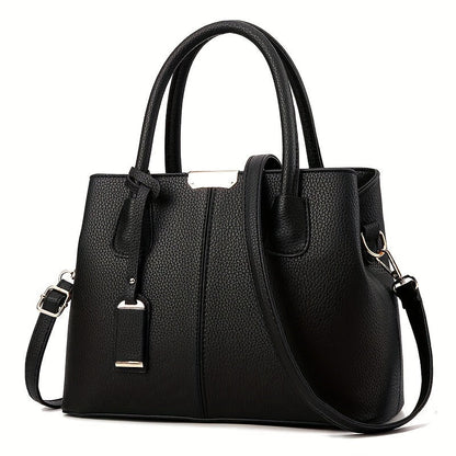 1pc, Fashionable Large Capacity Tote Handbag, Casual Style, PU Leather, Versatile Shoulder & Crossbody Bag