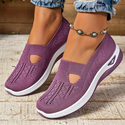 Women's Cut-out Slip-on Sneakers, Breathable Casual Walking Shoes (Plus Size)