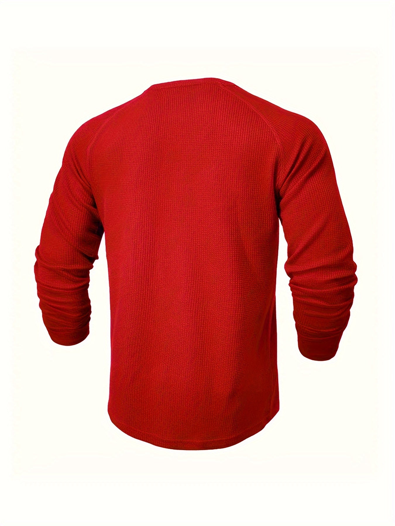 Men's Solid Henley Shirt, Long Sleeve, Crew Neck, Half Button