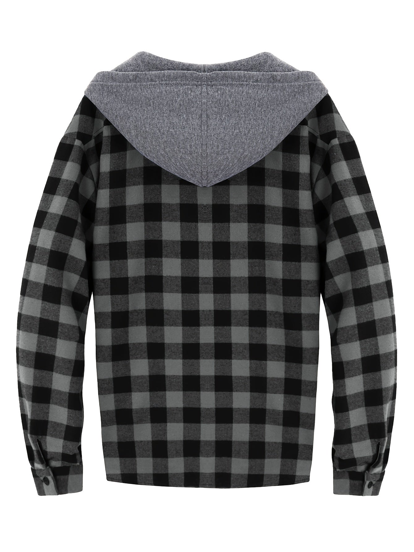 Plaid Shirt Coat For Men Long Sleeve Casual Regular Fit Button Up Hooded Shirts Jacket