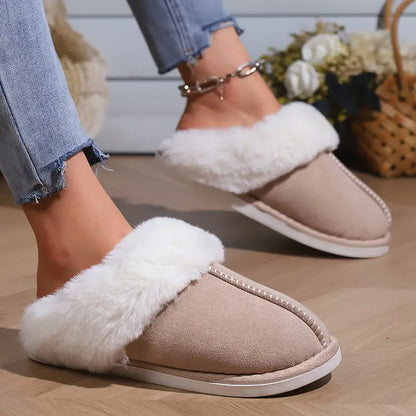 2024Faux Suede Slippers for Home. Couples' Thick Warm Fleece Slippers. Plush Men's And Women's Slippers. Indoor Closed-Toe Slipper Shoes for Autumn And Winter