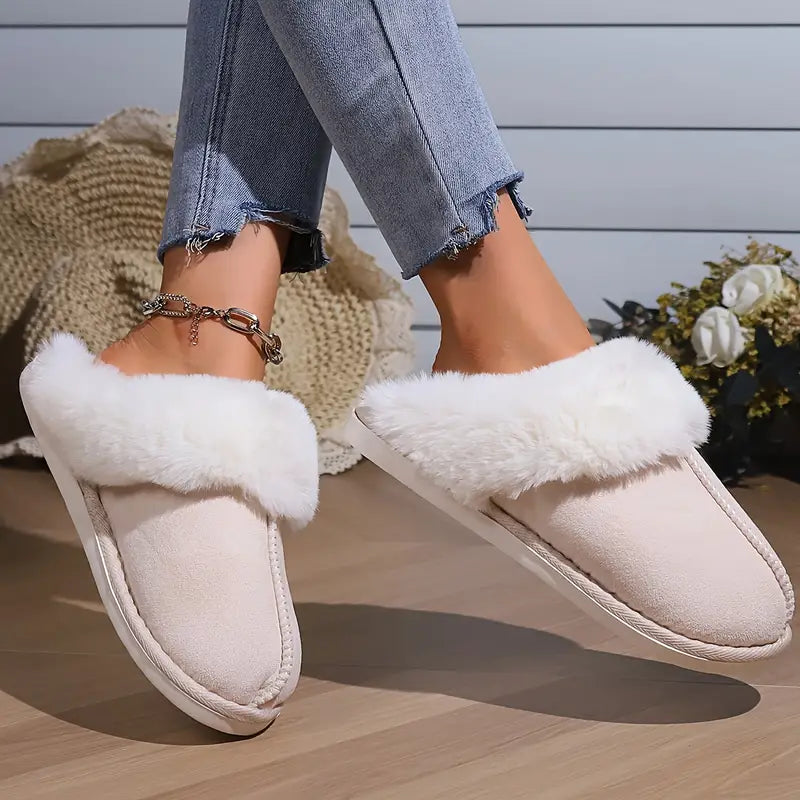 2024Faux Suede Slippers for Home. Couples' Thick Warm Fleece Slippers. Plush Men's And Women's Slippers. Indoor Closed-Toe Slipper Shoes for Autumn And Winter