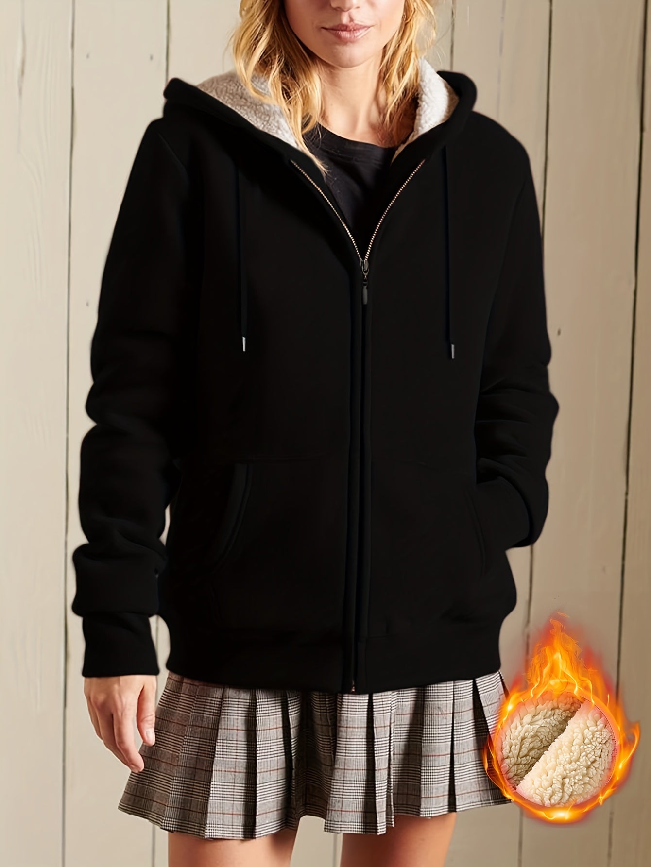 Women's Zip Up Sherpa Hoodie Jacket