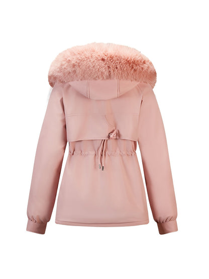 Slim-Fit Winter Jacket, Detachable Faux Fur Hood, Zip Front & Pockets