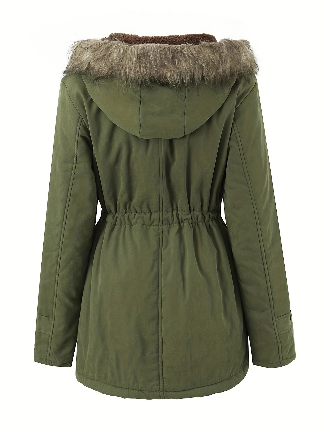 Women's Casual Long Parka Jacket - Warm, Mid-Length with Pockets, Polyester, Machine Washable