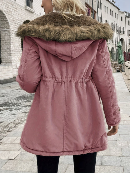 Women's Casual Long Parka Jacket - Warm, Mid-Length with Pockets, Polyester, Machine Washable