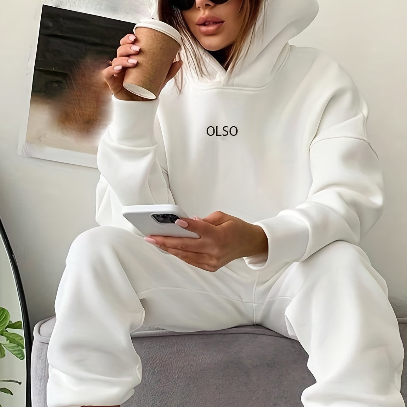 Casual Two-piece Set, Letter Print Long Sleeve Hooded Sweatshirt & Elastic Waist Sweatpants Outfits - Women's Clothing - Soft & Comfortable Fabric - Perfect for Loungewear, Casual Wear & Homewear - Ideal Gift for Women