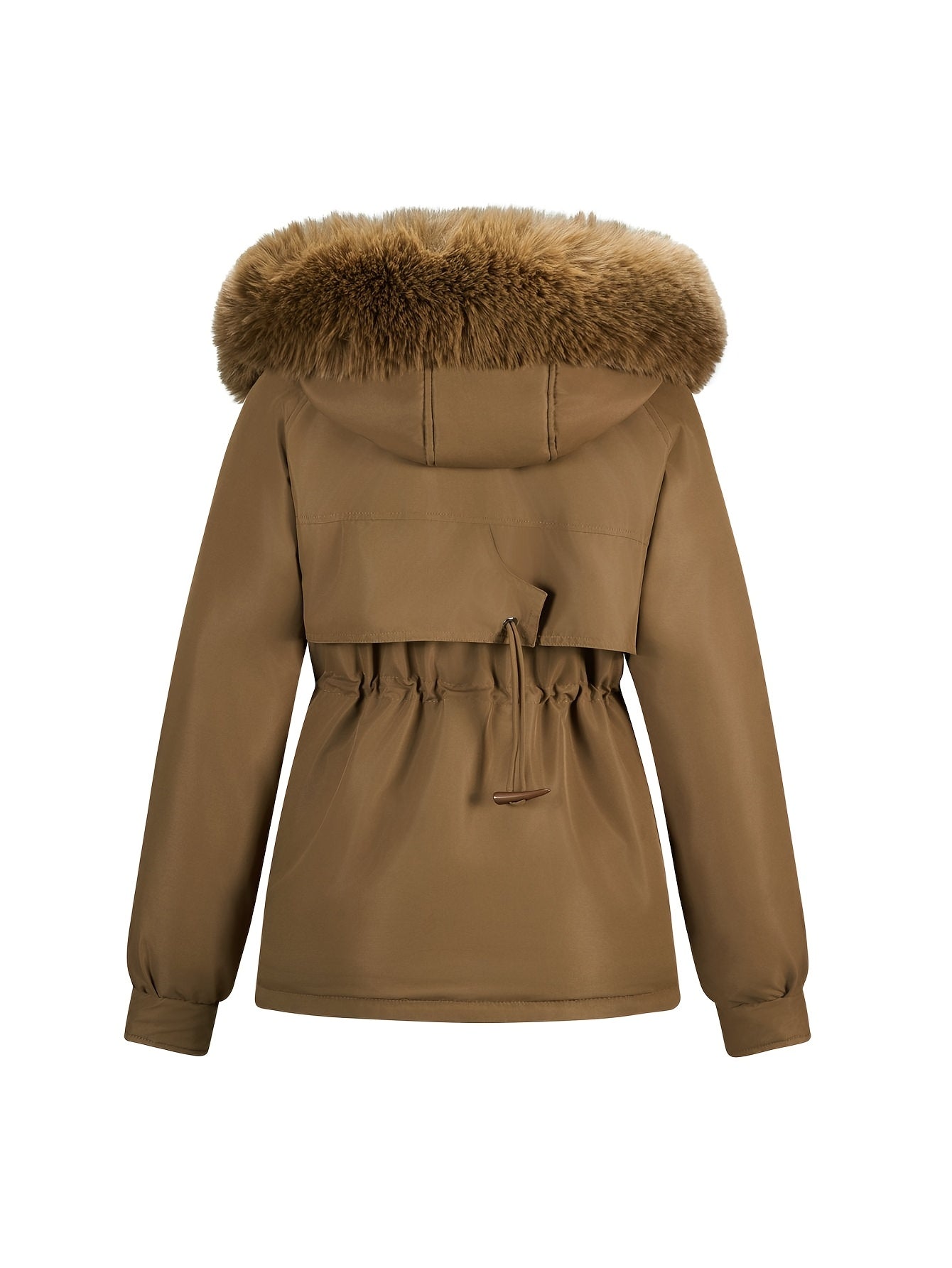 Slim-Fit Winter Jacket, Detachable Faux Fur Hood, Zip Front & Pockets