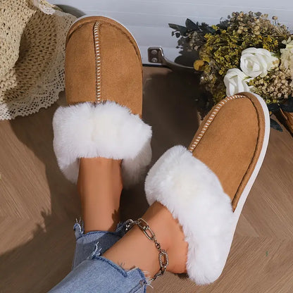 2024Faux Suede Slippers for Home. Couples' Thick Warm Fleece Slippers. Plush Men's And Women's Slippers. Indoor Closed-Toe Slipper Shoes for Autumn And Winter